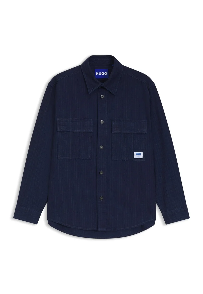 HUGO Dark Blue Oversized-fit shirt in denim-look structured ripstop fabric for Men | Best Price UAE