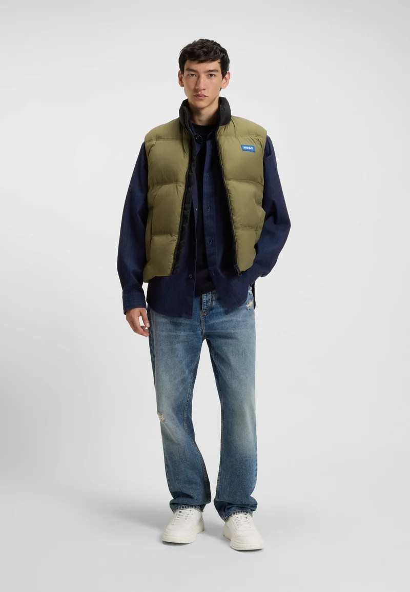 HUGO Dark Blue Oversized-fit shirt in denim-look structured ripstop fabric for Men | Best Price UAE