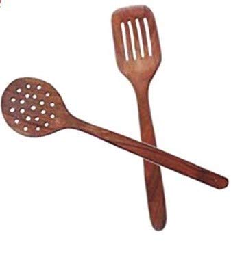 ROLIMOLI Handmade Wooden Serving and Cooking Spoon Kitchen Utensil Set of 2 Durable Eco-Friendly Natural Material for Daily Use (Set of 2) - Image 4