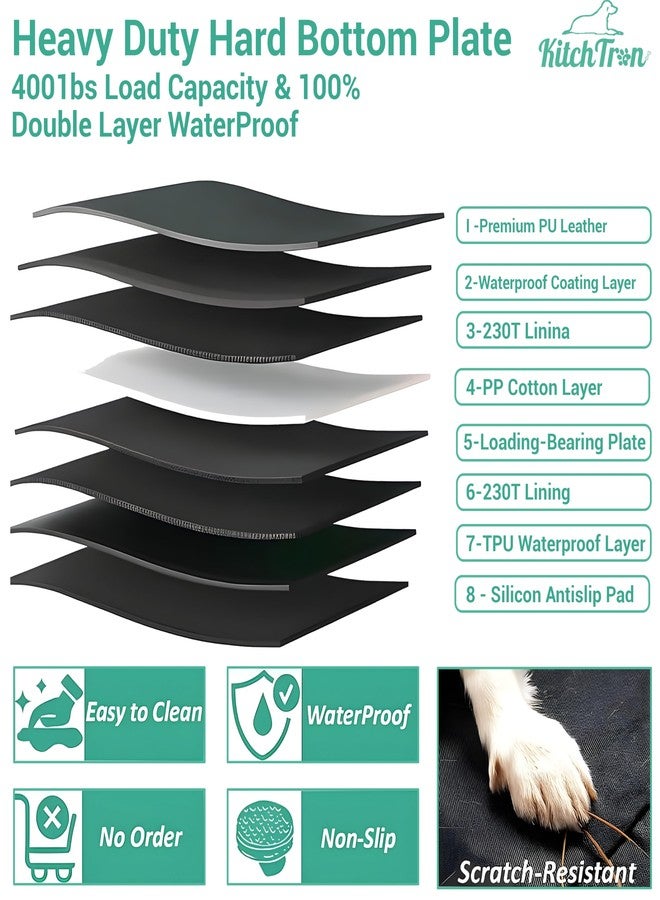كيتسترون غطاء مقعد السيارة للكلاب - مصنوع من جلد البولي يوريثان المقاوم للماء، قاعدة صلبة، موسع للمقعد الخلفي للكلاب، يتحمل وزنًا يصل إلى 400 رطل، أرجوحة للكلاب مضادة للخدش والانزلاق للسيارة مع نافذة شبكية، يناسب سيارات الدفع الرباعي والشاحنات. - Image 5