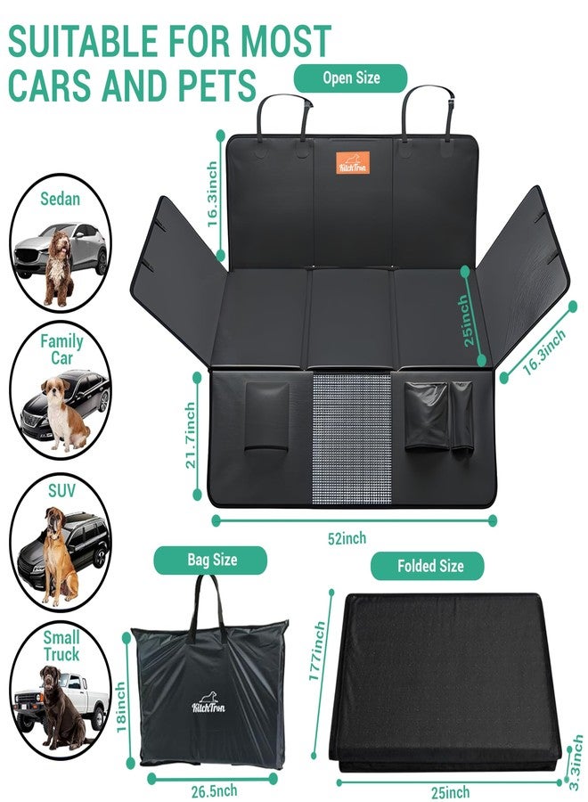كيتسترون غطاء مقعد السيارة للكلاب - مصنوع من جلد البولي يوريثان المقاوم للماء، قاعدة صلبة، موسع للمقعد الخلفي للكلاب، يتحمل وزنًا يصل إلى 400 رطل، أرجوحة للكلاب مضادة للخدش والانزلاق للسيارة مع نافذة شبكية، يناسب سيارات الدفع الرباعي والشاحنات. - Image 4