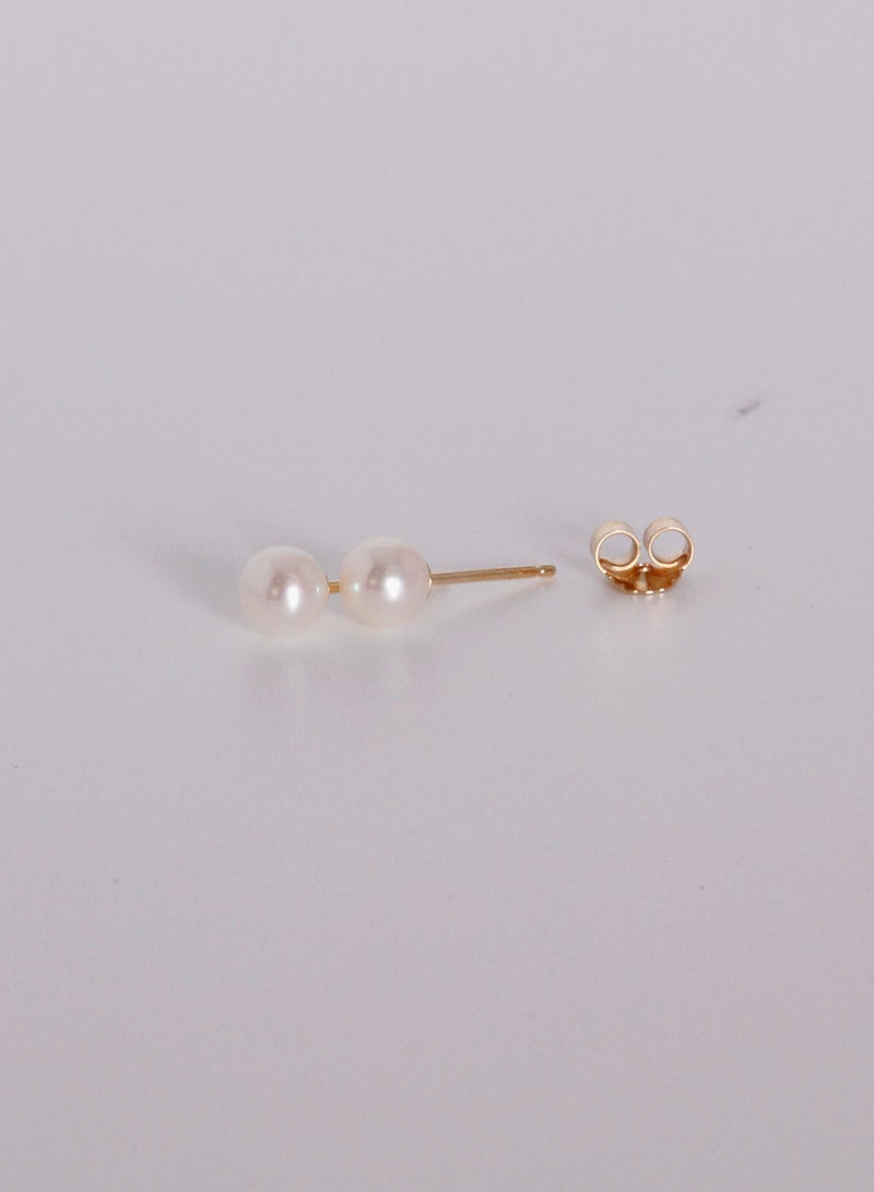 MIKURA Earrings, Freshwater Pearls, A Quality, White Color, 5.5-5.0MM, 18KY - Image 2
