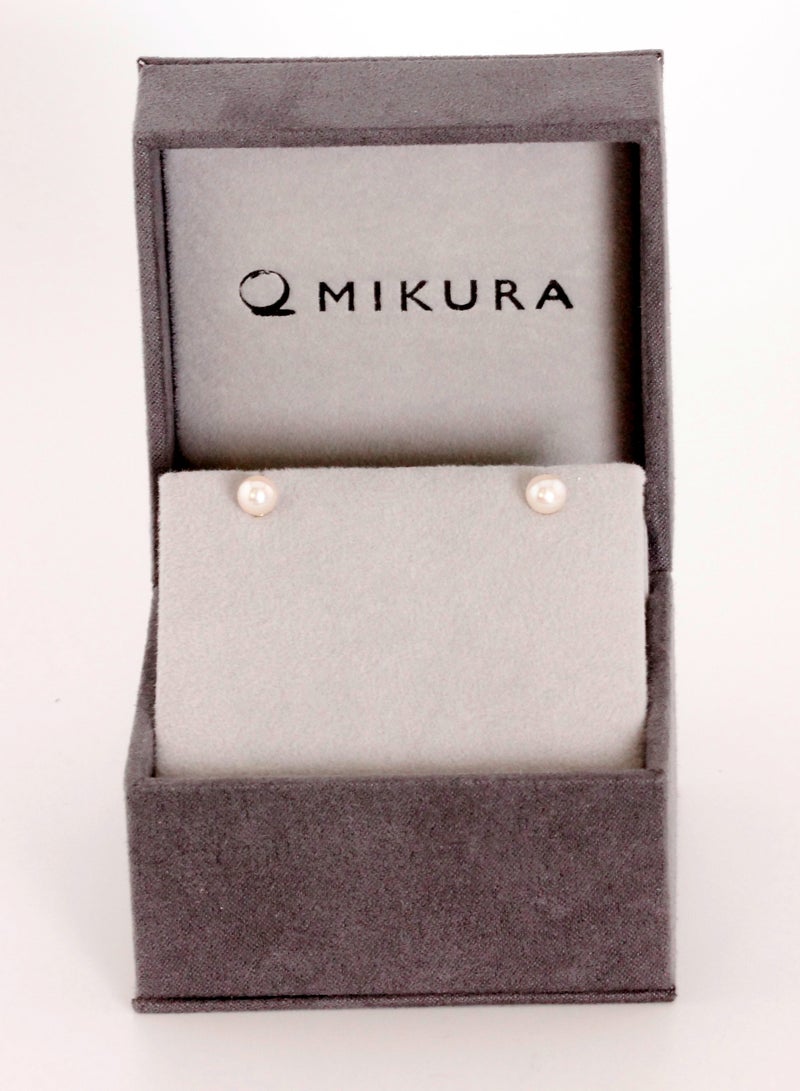 MIKURA Earrings, Freshwater Pearls, A Quality, White Color, 5.5-5.0MM, 18KY - Image 3