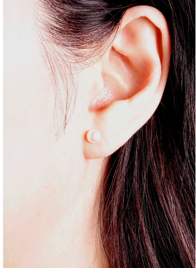 MIKURA Earrings, Freshwater Pearls, A Quality, White Color, 5.5-5.0MM, 18KY - Image 4