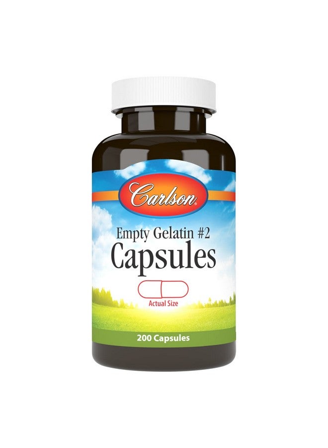 Carlson - Empty Gelatin #2 Capsules, Size #2, Empty Gelatin Capsules, Easy to Separate & Fill, Empty Capsules, Gel Caps, 200 Capsules - Image 1