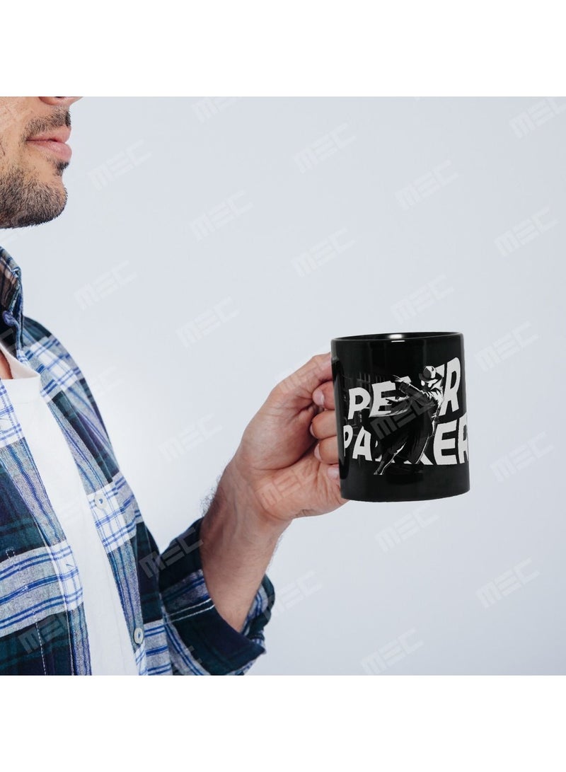 MEC كوب قهوة بطباعة تصميم سبايدرمان 11 أونصة كامل باللون الأسود - Image 3