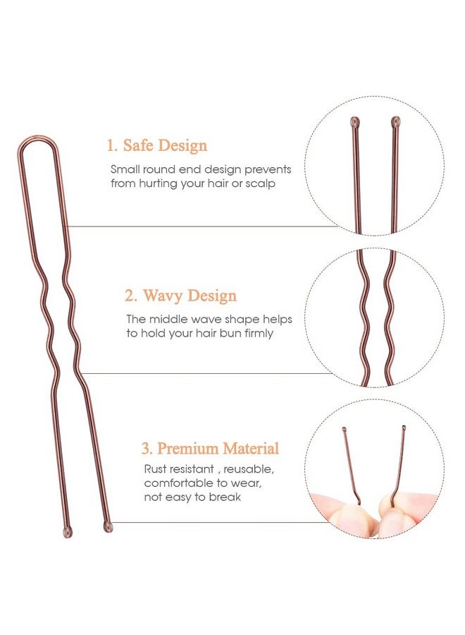 IKOCO Hair Pins For Women Ikoco 2 Inch And 2.75 Inch Hair Pins For Buns Brown U Shaped Hair Pins With Storage Box 50Pcs Of Each Size - Image 3