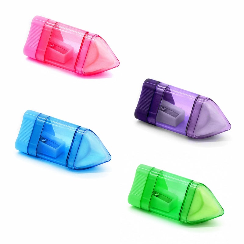 Sonuimy Manual Pencil Sharpeners With Eraser  Compact Small Colored Pencil Sharpener  Handheld Pencil Sharpener For No.2/Hb Pencil Kids Adults Students School Class Home Office (Built-In Eraser) - Image 1