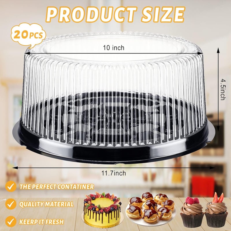 Zopeal 20 قطعة حاملة كعكة دائرية 10 بوصة حاوية نقل PET شفافة مع أغطية قبة حاملة بلاستيكية قابلة للتصرف لعرض الكعك - Image 2
