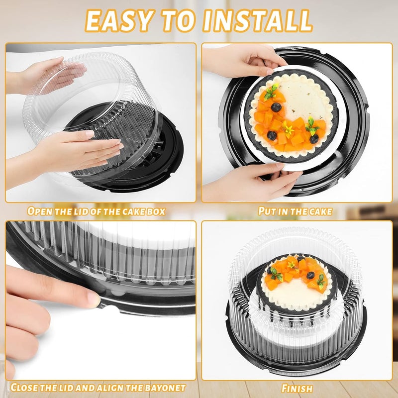 Zopeal 20 قطعة حاملة كعكة دائرية 10 بوصة حاوية نقل PET شفافة مع أغطية قبة حاملة بلاستيكية قابلة للتصرف لعرض الكعك - Image 3