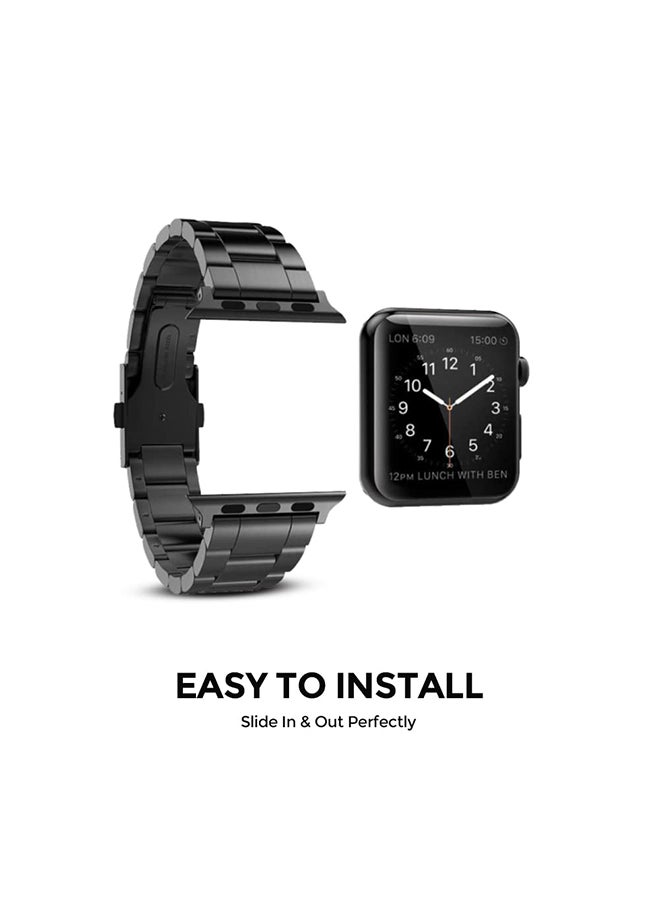 O Ozone Metal Straps For Apple Watch Series 10 | Ultra 2 | 8 Ultra | 9 | 8 | 7 | 6, 49/46/45/44/42mm, Solid Stainless Steel Replacement Wristband - Black - Image 2