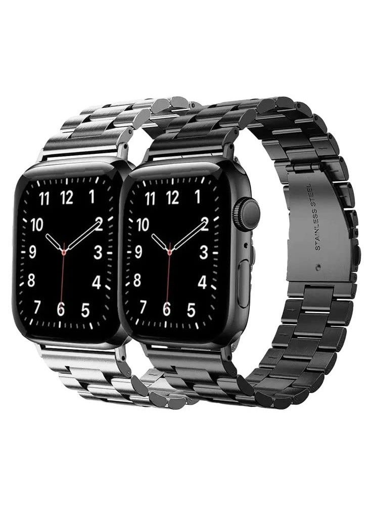 O Ozone Metal Straps For Apple Watch Series 10 | Ultra 2 | 8 Ultra | 9 | 8 | 7 | 6, 49/46/45/44/42mm, Solid Stainless Steel Replacement Wristband - Black - Image 1