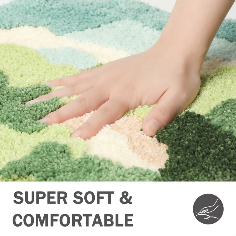Tyrafry Moss Bathroom Mat, Ultra Soft Floor Mat Leaves Absorbent Shower Rug Moss Bath Rug Non Slip Area Rug for Bedroom Small Washable Carpet, 18 x 27 Inches, Mountain - Image 4