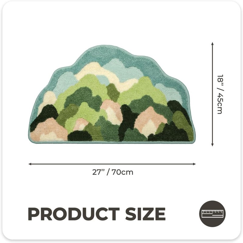 Tyrafry Moss Bathroom Mat, Ultra Soft Floor Mat Leaves Absorbent Shower Rug Moss Bath Rug Non Slip Area Rug for Bedroom Small Washable Carpet, 18 x 27 Inches, Mountain - Image 2