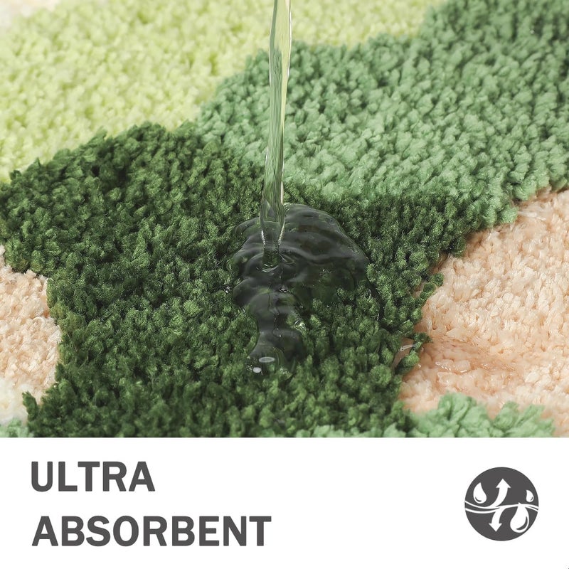 Tyrafry Moss Bathroom Mat, Ultra Soft Floor Mat Leaves Absorbent Shower Rug Moss Bath Rug Non Slip Area Rug for Bedroom Small Washable Carpet, 18 x 27 Inches, Mountain - Image 5