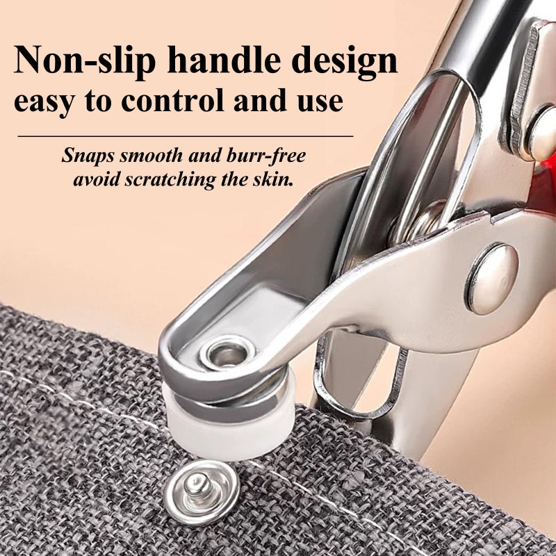 MIFOLEU Snaps for Fabric, MIFOLEU 100 Sets Metal Snaps Buttons with Fastener Pliers Press Tool Kit, Hollow Prong Ring Snap Button Fasteners Kit, Perfect for DIY Crafts Clothes Hats and Sewing(9.5mm / 400 PCS) - Image 4