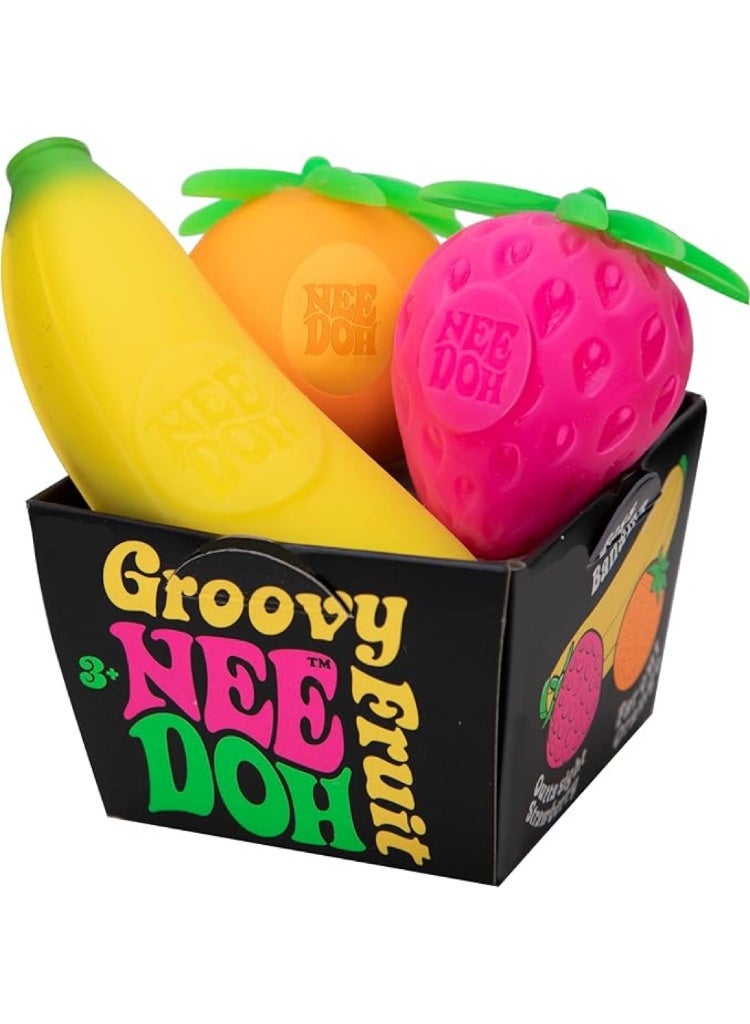 Schylling Nee Doh Groovy Fruit - Novelty Toy,  NeeDoh  Schylling Sensory Toys for Anxiety Relief, Safe Non-Toxic Dough Material(Pack of three) - Image 2