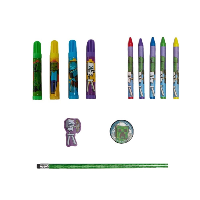 Innovative Designs Mine Craft Kids Coloring Art and Sticker Set,30 Pcs.School and Craft Supplies with Pencil Case,Blue - Image 3