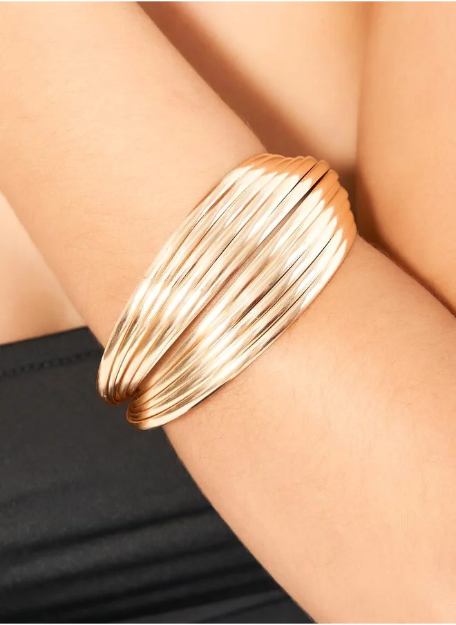 Styli Layered Wide Cuff Bracelet