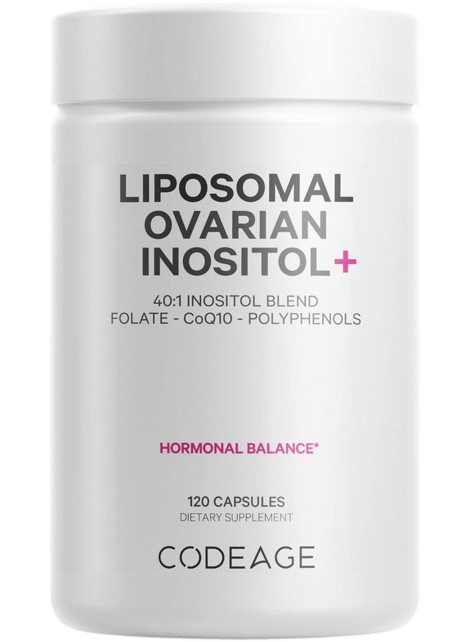 Codeage Liposomal Ovarian Inositol + Supplement Myoinositol Dchiroinositol Folate  Coq10 Phytosome 40:1 Blend For Hormonal Balance And Fertility Support Vegan Nongmo 120 Capsules - Image 1
