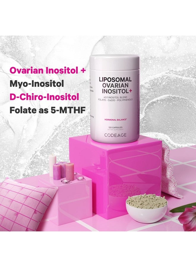 Codeage Liposomal Ovarian Inositol + Supplement Myoinositol Dchiroinositol Folate  Coq10 Phytosome 40:1 Blend For Hormonal Balance And Fertility Support Vegan Nongmo 120 Capsules - Image 3
