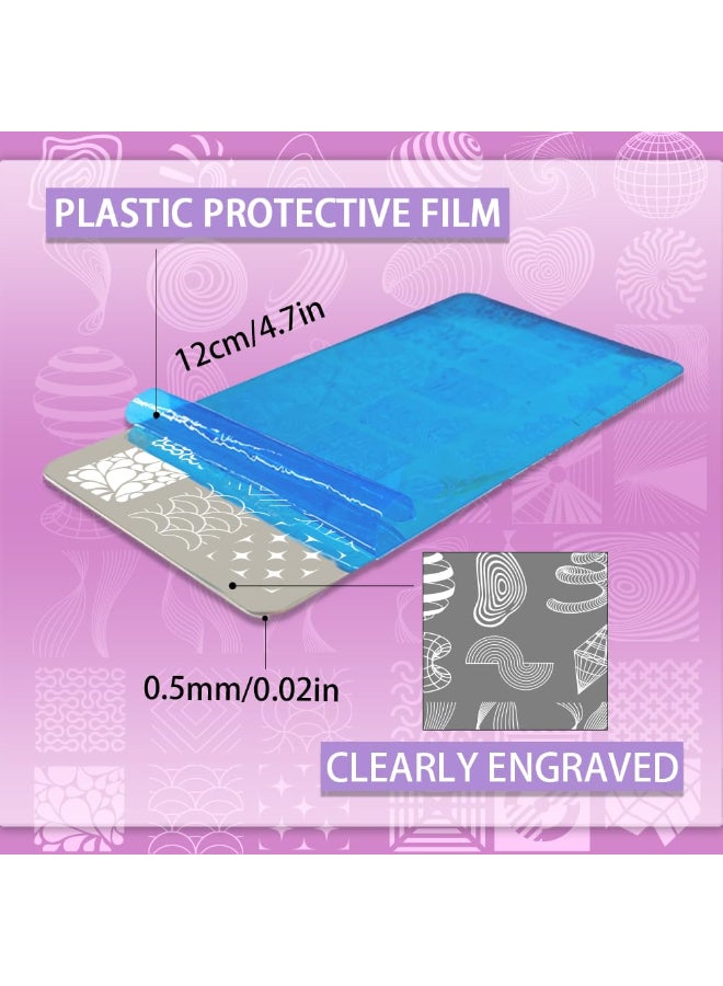 PH PandaHall 3pcs 3D Line Nail Stamp Plate Spiral Line Print Art Template Stainless Steel Nail Image Plate Geometric Lines Pattern Nails Art Stencils for Women DIY Printing 47x23 inch - Image 4