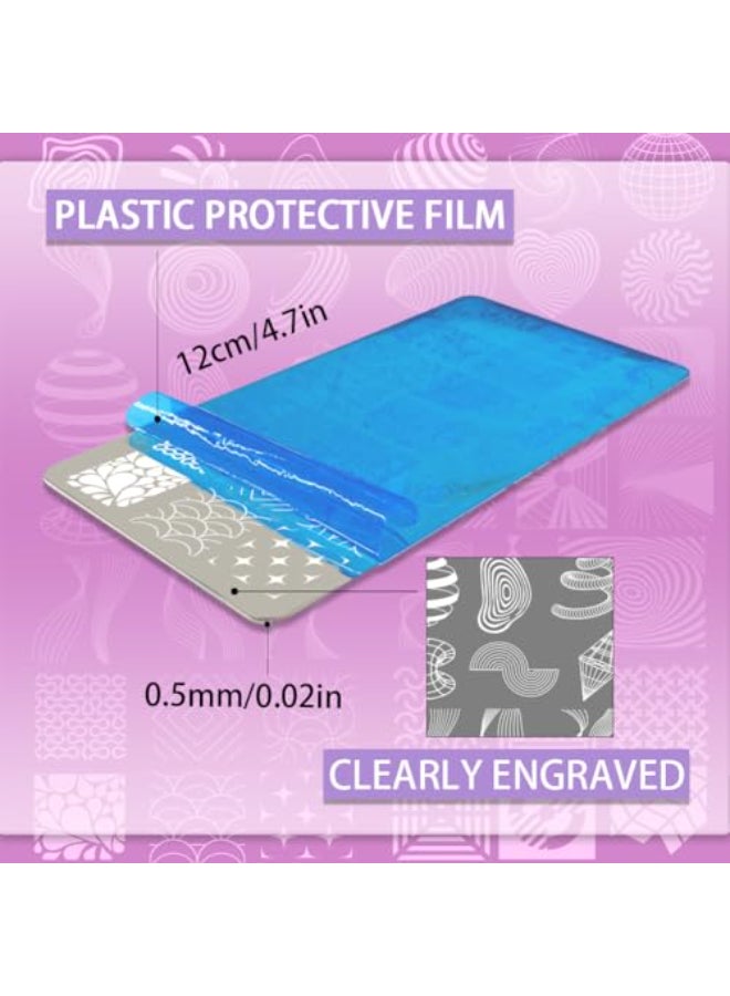 PH PandaHall 3pcs 3D Line Nail Stamp Plate Spiral Line Print Art Template Stainless Steel Nail Image Plate Geometric Lines Pattern Nails Art Stencils for Women DIY Printing 47x23 inch - Image 3