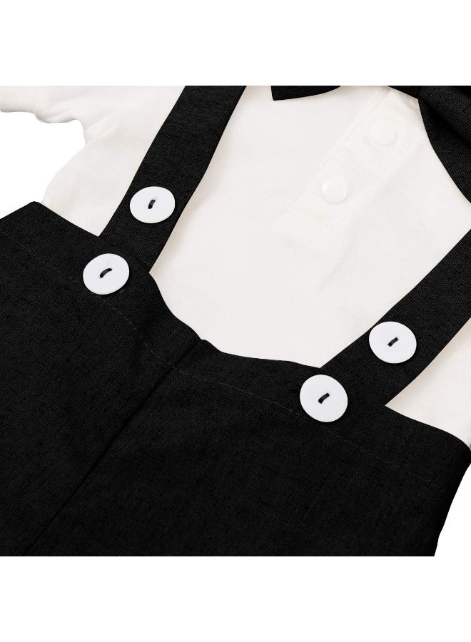 IDOPIP IDOPIP Baby Boys Formal Suit Set Short Sleeve Romper Suspenders Shorts Pants Bowtie Wedding Tuxedo Outfits Cake Smash Clothes  - Image 5