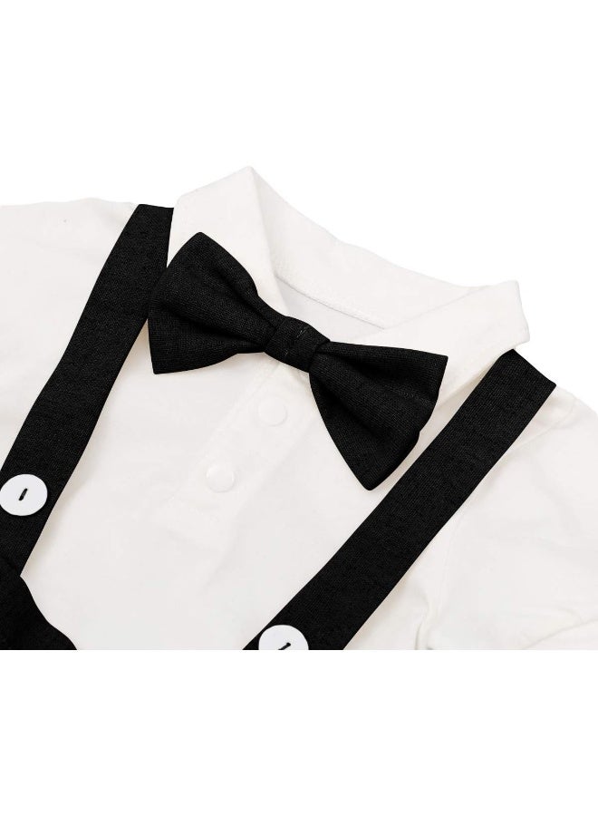 IDOPIP IDOPIP Baby Boys Formal Suit Set Short Sleeve Romper Suspenders Shorts Pants Bowtie Wedding Tuxedo Outfits Cake Smash Clothes  - Image 4