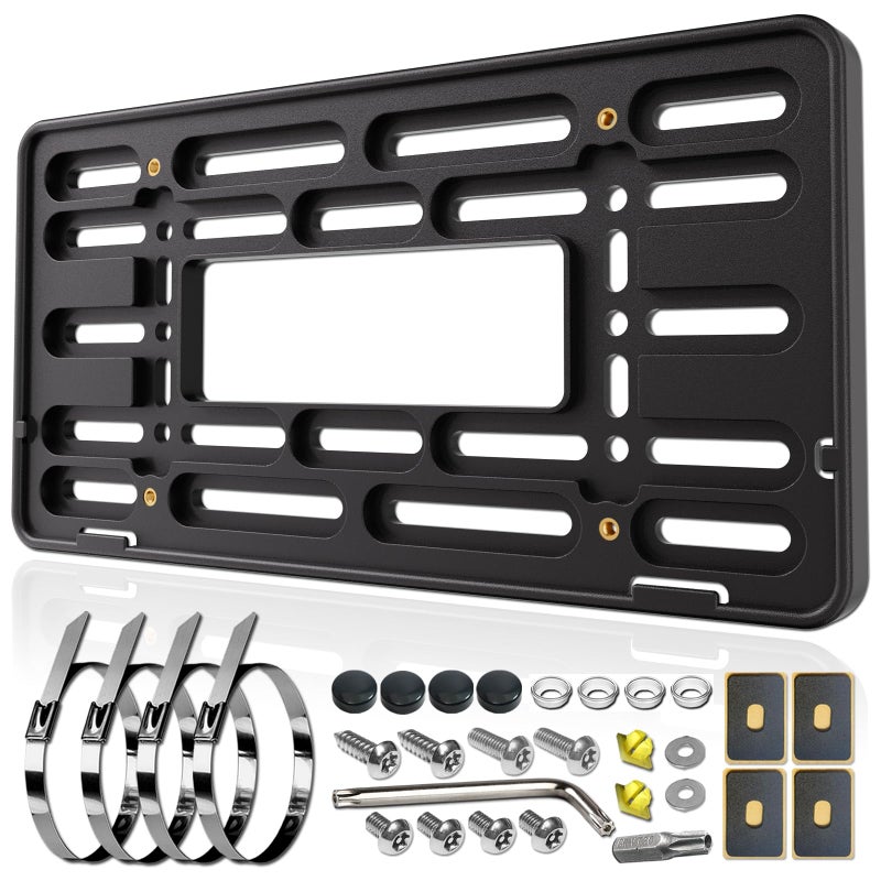 FBJTDQ Front License Plate Holder Bracket Universal Plastic Front Car Tag Mounting Frame with Copper Thread with AntiTheft Screws Stainless Steel Ties for 2 PreDrill Holes Bumper - Image 3