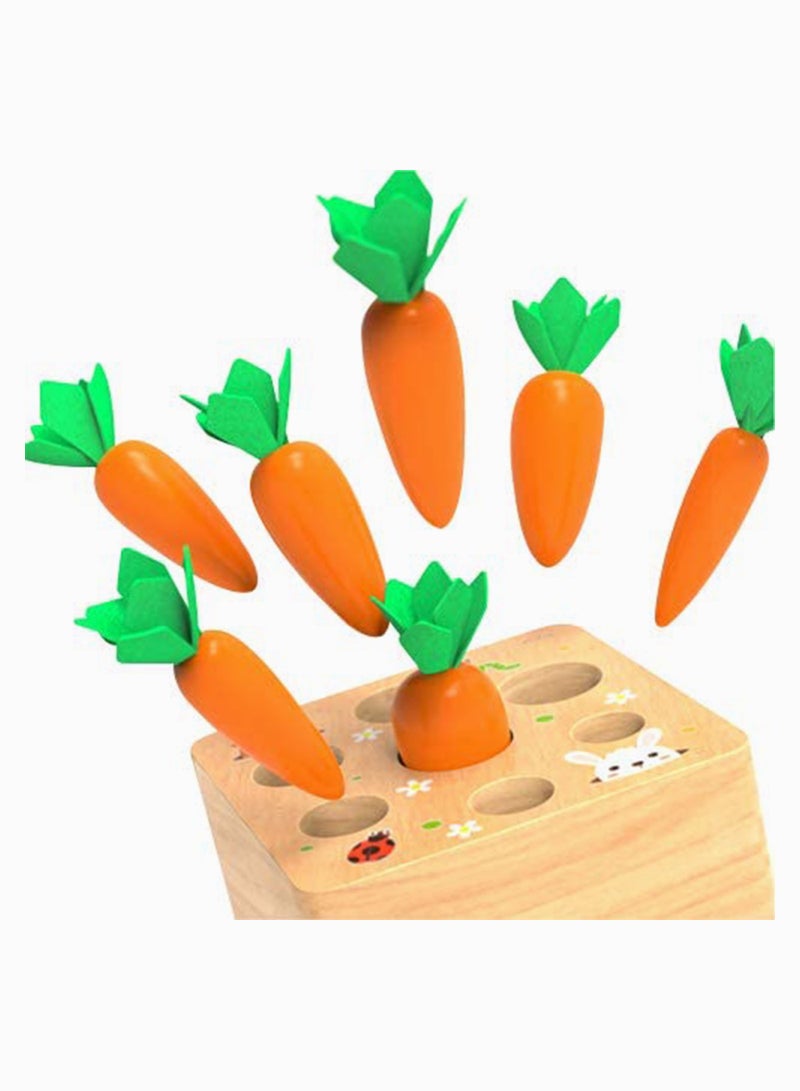 SOLARAE Montessori Wood Puzzle Toy with 7 Sizes Carrots - Image 2