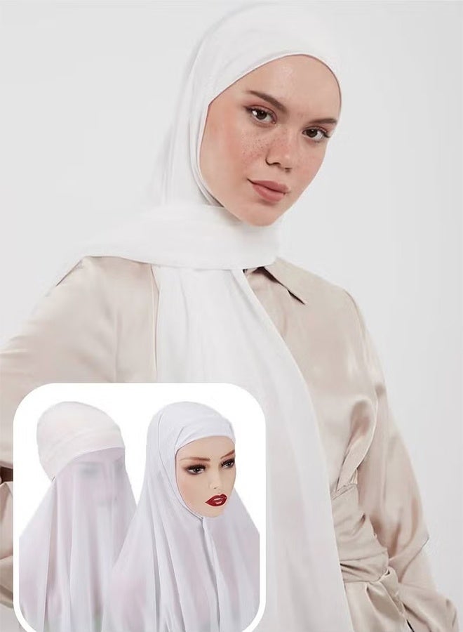 واي جيه وشاح النساء، وشفون ليزر ناعم بألوان حديثة أنيقة، مع منديل قطني مخفي لمزيد من الراحة والثبات العالي على الرأس للنساء - Image 1