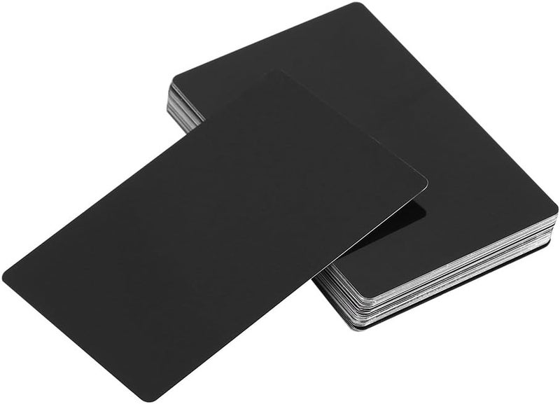klarako 50Pcs Metal Business Cards Impressive Blanks Mark Engraved Smooth Visiting Name DIY Gift 5 Colors(Black) - Image 1