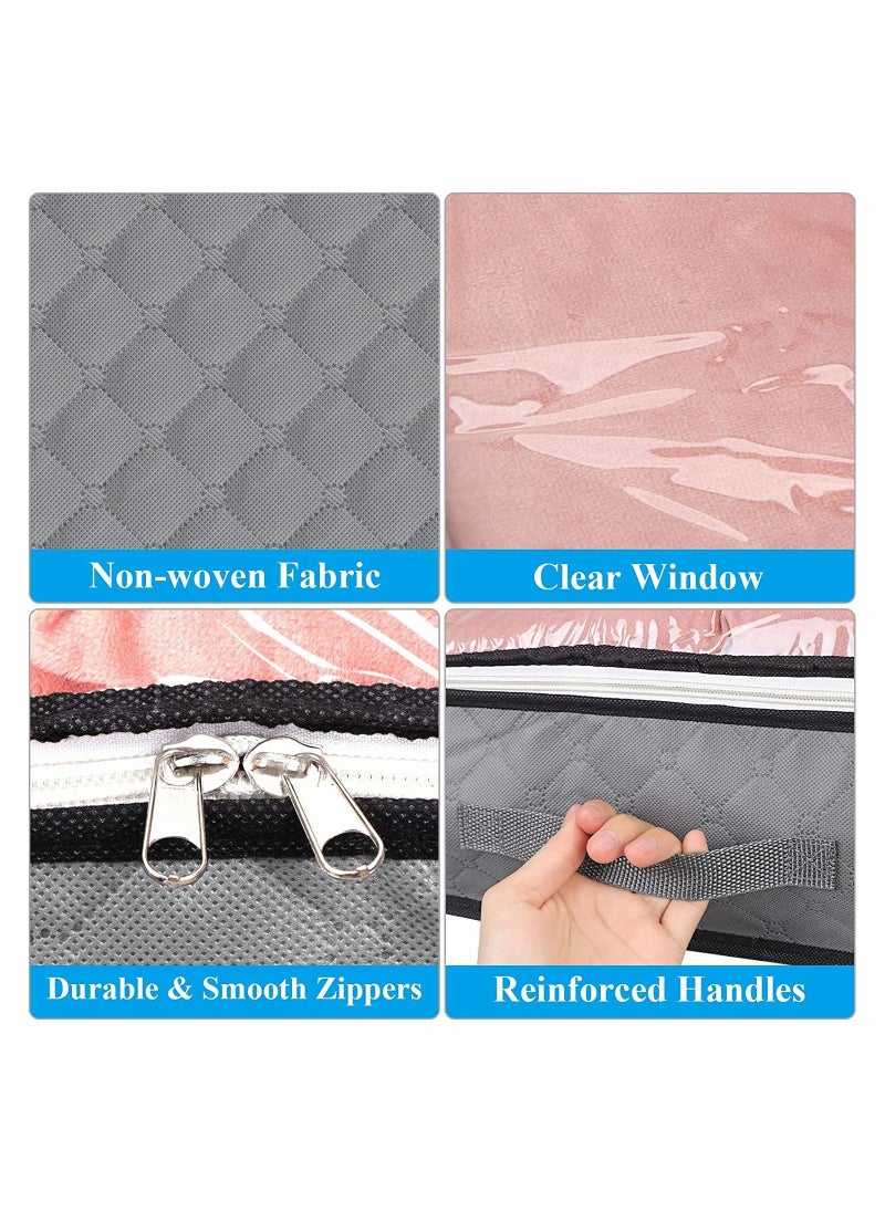 SYOSI - Under Bed Storage 2 Pack Fabric Underbed Storage Containers with Reinforced Handles And Clear Window Foldable Bedroom Organizer Bags Bin for Blankets Clothes Comforters Toys Grey - Image 1