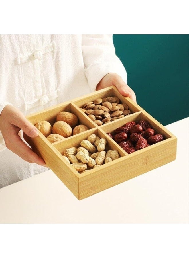 Wooden snack plate divided into 4 compartments, measuring 20*20*5 - Image 2