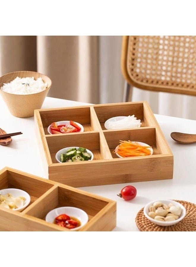 Wooden snack plate divided into 4 compartments, measuring 20*20*5 - Image 3