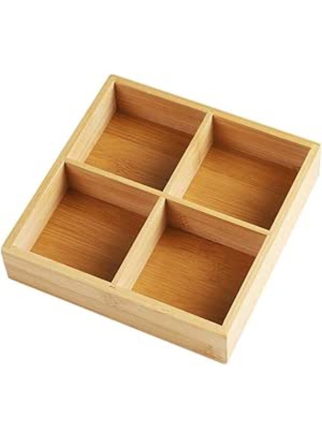 Wooden snack plate divided into 4 compartments, measuring 20*20*5 - Image 4