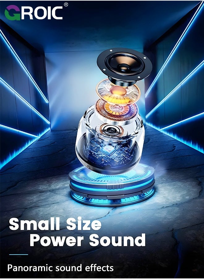 GROIC Portable Bluetooth Speakers with Colorful Lights, Loud Sound, Small Bluetooth Speaker with Wireless Stereo Pairing, Outdoor Speakers Bluetooth, Mini Gifts for Kids, Teen, Girls, Boys, Women  - Image 2