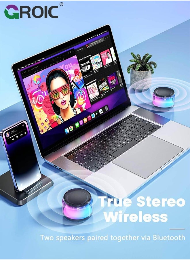 GROIC Portable Bluetooth Speakers with Colorful Lights, Loud Sound, Small Bluetooth Speaker with Wireless Stereo Pairing, Outdoor Speakers Bluetooth, Mini Gifts for Kids, Teen, Girls, Boys, Women  - Image 4