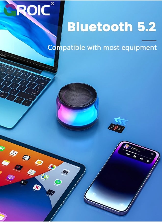 GROIC Portable Bluetooth Speakers with Colorful Lights, Loud Sound, Small Bluetooth Speaker with Wireless Stereo Pairing, Outdoor Speakers Bluetooth, Mini Gifts for Kids, Teen, Girls, Boys, Women  - Image 3