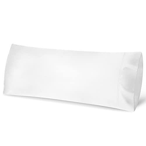 Fittia Body Pillow Case 20x54, Soft Silky Cooling Body Pillow Cover with Envelope Closure, Breathable Cooling Pillow Case 1 Pack, White - Image 1