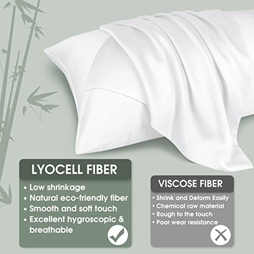 Fittia Body Pillow Case 20x54, Soft Silky Cooling Body Pillow Cover with Envelope Closure, Breathable Cooling Pillow Case 1 Pack, White - Image 2