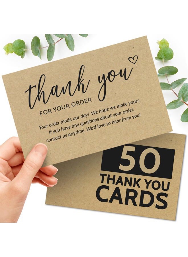 T MARIE 50 Large 4x6 Kraft Thank You Cards Small Business Supplies for Boutique Shops - Thank You For Your Order and Thanks For Supporting My Small Business - Bulk Thank You For Shopping Cards - Image 1
