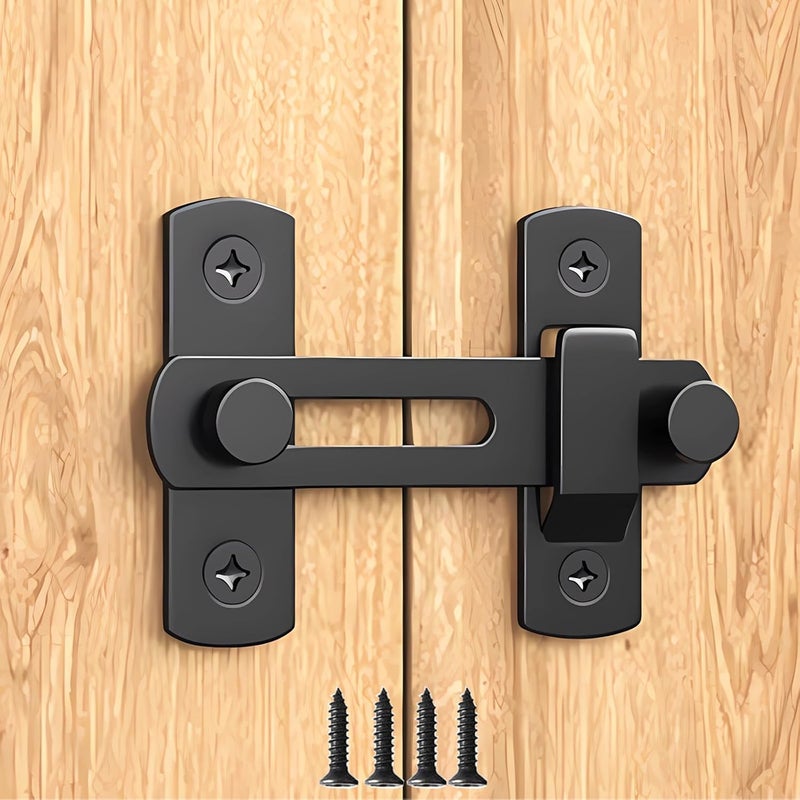 DOUBLE 2 C Barn Door Lock, Sliding Door Lock Hardware, Carbon Steel Door Latches for Cabinet, Closet, Window Door, Black - Image 1