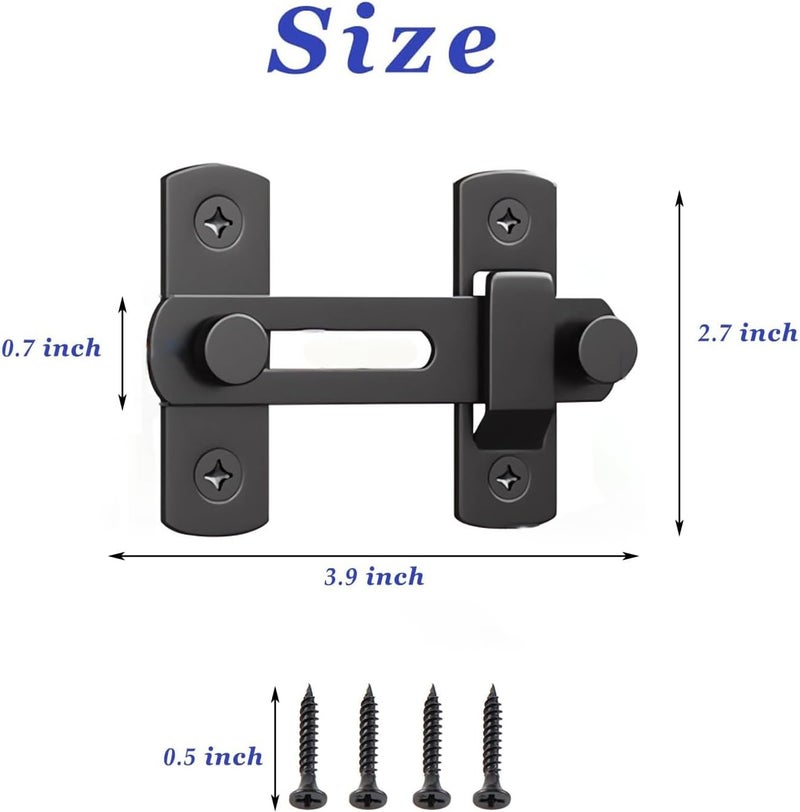 DOUBLE 2 C Barn Door Lock, Sliding Door Lock Hardware, Carbon Steel Door Latches for Cabinet, Closet, Window Door, Black - Image 4