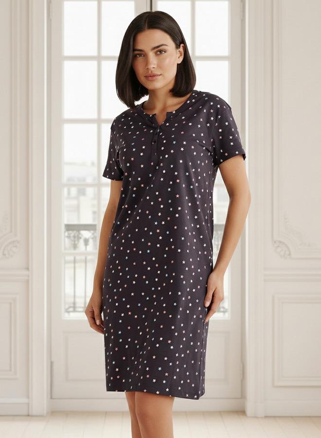 Splash FAV Sleepshirt Short Sleeves with Star Print Cotton - Image 2