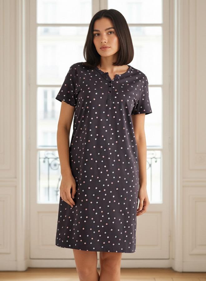 Splash FAV Sleepshirt Short Sleeves with Star Print Cotton - Image 1