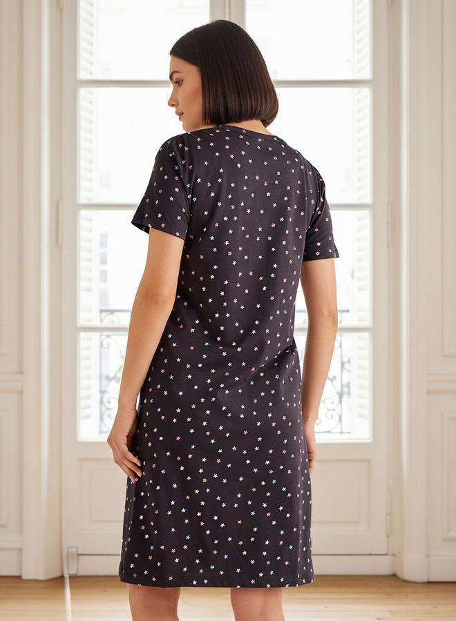 Splash FAV Sleepshirt Short Sleeves with Star Print Cotton - Image 3