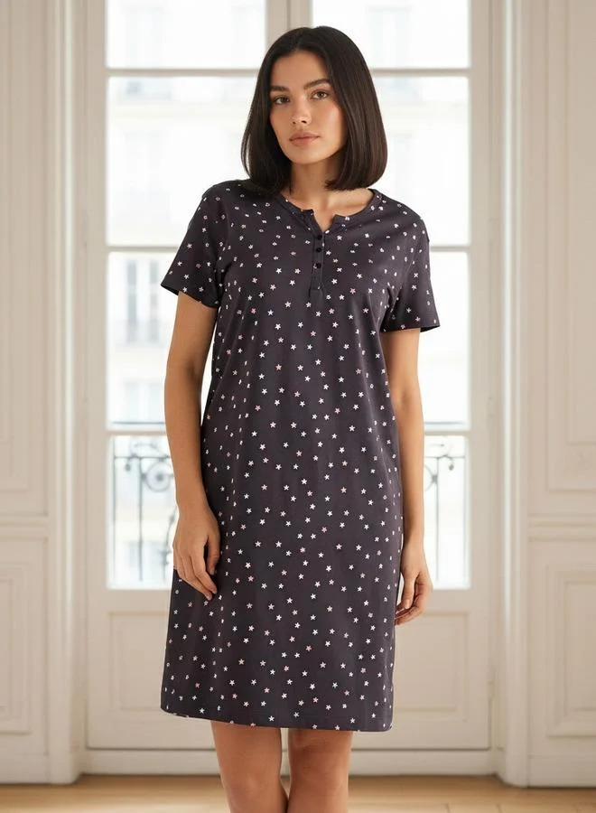 Splash FAV Sleepshirt Short Sleeves with Star Print Cotton