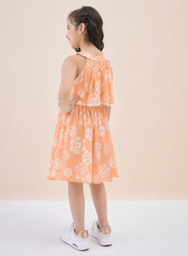 Stylo Bug Girls All-Over Floral Print Round Neck Sleeveless A-Line Dress - Image 3